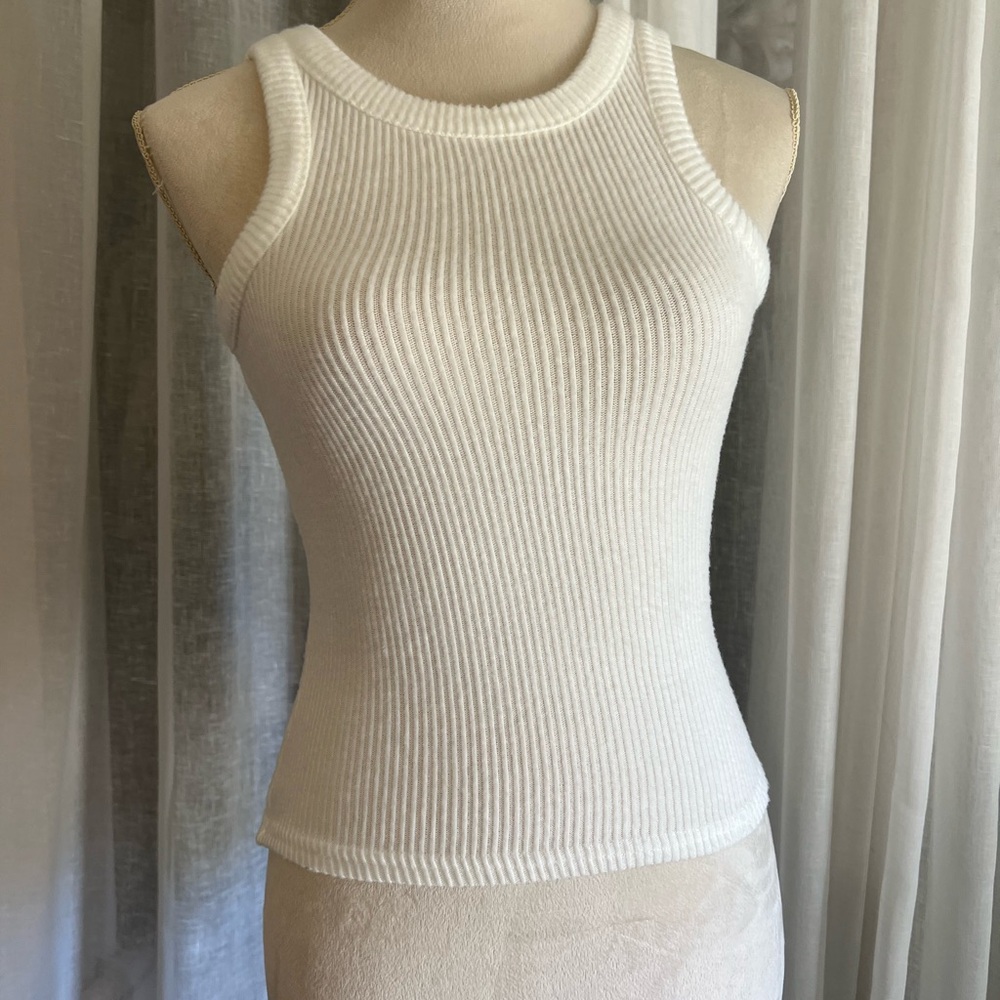 PrettyLittleThing Ivory Ribbed Tank Top